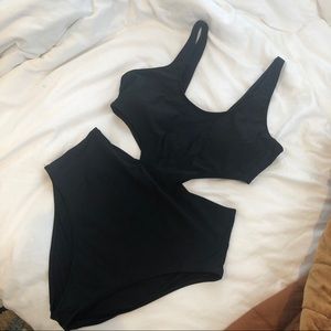 Aerie Cut Out Black One Piece Swim